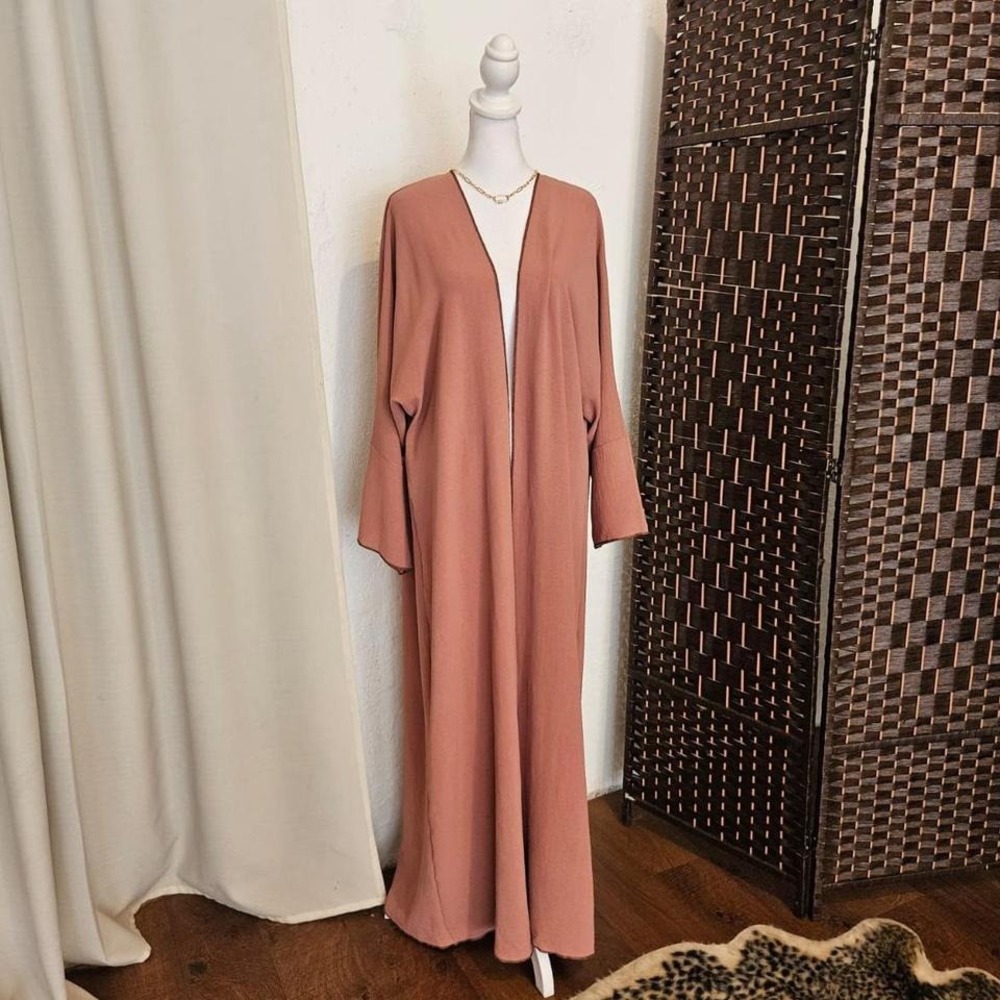 Women's Dusty Rose Maxi Kimono Open Dress Minimalist Boho Cover Up